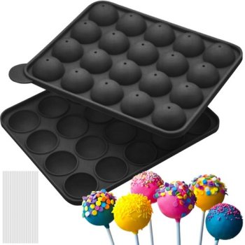 Ruhhy 21808 Silicone Cake Pop Mold, 20-Cavity Sphere Baking Form