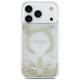 Guess Resin Bottom Glitter MagSafe dėklas iPhone 18 Pro / 17 Pro, auksinis