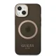 Guess Gold Outline Translucent MagSafe dėklas iPhone 13, juodas