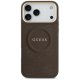 Guess Peony Hot Stamp MagSafe dėklas iPhone 17 Pro Max telefonui, rudas