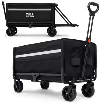 MultiGarden 120L Folding Garden and Camping Cart with Cover, Black