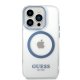 Guess dėklas iPhone 14 Pro Max Metal Outline MagSafe, mėlynas