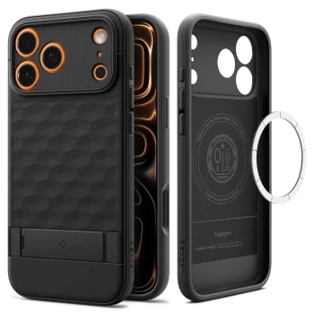 Spigen Parallax S Mag dėklas, skirtas iPhone 17 Pro Max, juodas