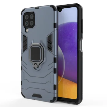 Dėklas Samsung Galaxy A22 4G Ring Armor su žiedu-stovu, mėlynas