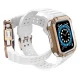 Apsauginis dėklas ir dirželis Apple Watch 42/44/45mm, Balta/Rožinio aukso
