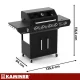 Dujinis grilis Kaminer Varen 5.0 4+1 17kW su ketaus grotelėmis, juodas