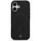 Mercedes iPhone 17 dėklas Plain Smooth Leather MagSafe, juodas