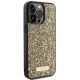 Guess Rhinestone Metal Logo dėklas, skirtas iPhone 15 Pro, geltonas