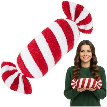 Ruhhy Christmas Decorative Candy Pillow, 30x15 cm, White/Red