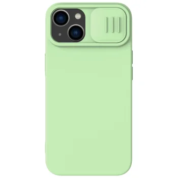 Nillkin CamShield Silky Silicone dėklas telefonui iPhone 14 Plus su kameros dangteliu, žalias