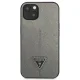 Guess Saffiano Triangle Logo dėklas, skirtas iPhone 14, sidabrinis