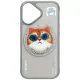 Dėklas Nimmy Glasses Cool Cat MagSafe skirtas iPhone 16 6.1\", su stovu, pilkas
