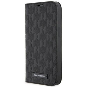 Karl Lagerfeld Saffiano Monogram atverčiamas dėklas iPhone 14 telefonui, juodas