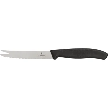 Sūrio ir dešros peilis Victorinox Classic 11 cm su dantytais ašmenimis, juodas