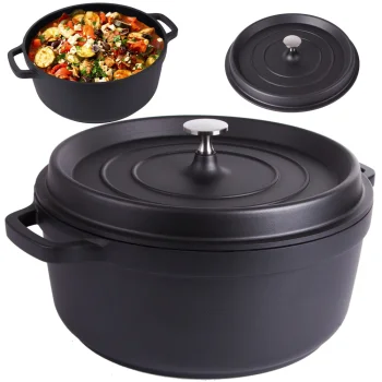 Troškintuvas-puodas su dangčiu 7l, non-stick, indukcijai ir dujoms, juodas