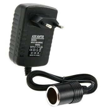 Voltage Converter 230V to 12V with Car Lighter Socket, 24W, Black