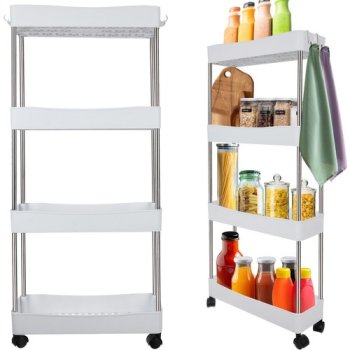 Ruhhy 00024291 4-Tier Rolling Storage Cart, White