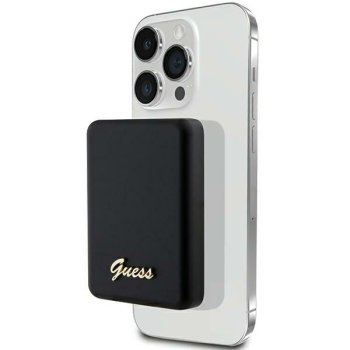 Išorinė baterija Guess MagSafe Metal Script Logo 5000mAh, juoda
