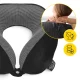 4FIZJO Memory Foam Neck Pillow for Travel Ergonomic U-Shaped Support, black