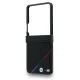 BMW M Leather Perforated Tricolor MagSafe dėklas Samsung Galaxy Z Flip 8, juodas