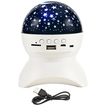 Žvaigždžių projektorius-naktinė lemputė su Bluetooth ir USB, baltas