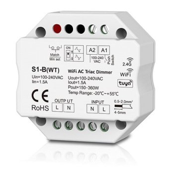 Išmanusis kintamosios srovės reguliatorius Skydance S1-B(WT) Tuya Wi-Fi & RF