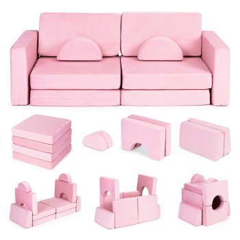 Modulinė vaikiška sofa Ecotoys TMSRT-15 (10 dalių), rožinė