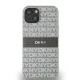 DKNY dėklas iPhone 15 / 14 / 13 modeliams Mono Stripe & Metal Logo, smėlio spalvos