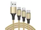 USB laidas 3in1 Type-C / Micro USB / Lightning 1,2 m 2.1A, auksinis