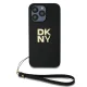 DKNY dėklas iPhone 14 Pro Max su riešo dirželiu, juodas