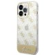 Guess 4G Pattern Script dėklas, skirtas iPhone 14 Pro, auksinis