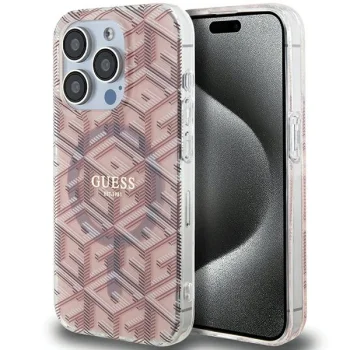 Guess IML GCube MagSafe dėklas iPhone 15 Pro Max, rožinis