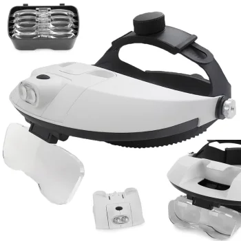 Head Magnifier with 2 LED Lights and 5 Interchangeable Lenses (Up to 6x)