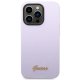 Guess iPhone 14 Pro dėklas Silicone Vintage Gold Logo, violetinis