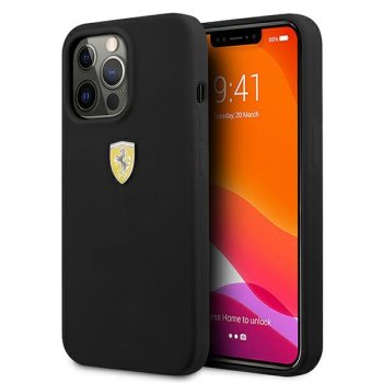 Ferrari dėklas iPhone 13 Pro Max telefonui, Silicone Collection, juodas