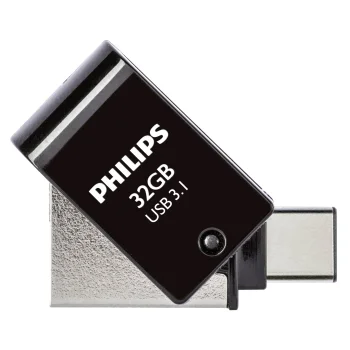 USB atmintinė Philips 2 in 1 OTG 32 GB USB 3.1 / USB-C Midnight Black