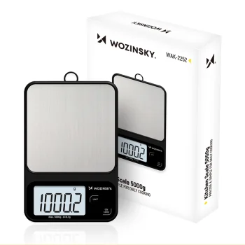 Virtuvinės svarstyklės Wozinsky WAK-2252 su dideliu LCD ekranu iki 5 kg, juodos