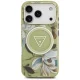 Guess IML Glitter Flowers Triangle MagSafe Phone Case Cover iPhone 17 Pro - Green
