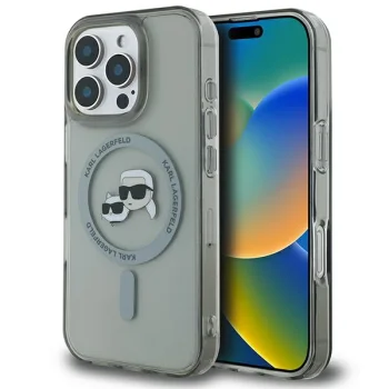 Karl Lagerfeld IML Metal Karl&Choupette Head MagSafe dėklas iPhone 16 Pro Max, juodas