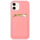 Silikoninis dėklas Card Case telefonui Samsung Galaxy A73 su kortelių dėklu, rožinis