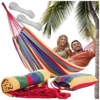 Double Garden Hammock XXL with Cover, 200 x 150 cm