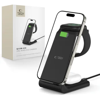 Belaidė įkrovimo stotelė 3-in-1 Tech-Protect QI15W-A36 Apple įrenginiams, juoda