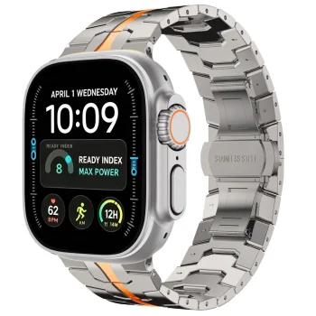 Tech-Protect Stainless apyrankė Apple Watch 44/45/46/49 mm, sidabrinė ir oranžinė