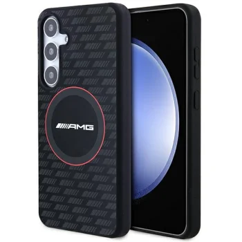 Mercedes AMG Samsung Galaxy S24 dėklas Silicone Carbon Pattern MagSafe, juodas