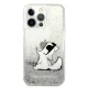 Karl Lagerfeld Liquid Glitter Choupette Fun dėklas iPhone 13 Pro Max 6.7\", sidabrinis