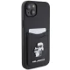 Karl Lagerfeld dėklas iPhone 15 telefonui Saffiano Cardslot Karl&Choupette, juodas