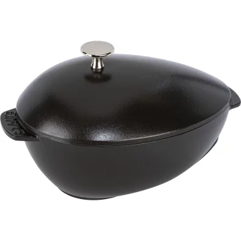 Ovalus ketaus puodas midijoms Staub 25 cm, 2 l, juodas