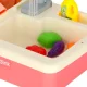 Kids sink with accessories, running water, kettle, induction hob, XXL, pink