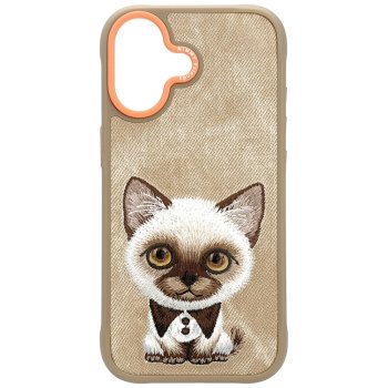 Nimmy iPhone 17 dėklas Big Eyed Pet 2.0 Cat, smėlio spalvos