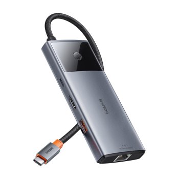 USB šakotuvas Baseus Metal Gleam Series II 6-in-1, juodas